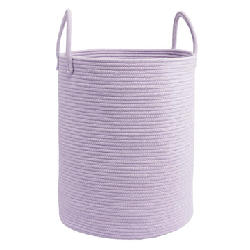 Woven Cotton Rope Laundry Basket, 15" x 20" Laundry Hamper, Purple