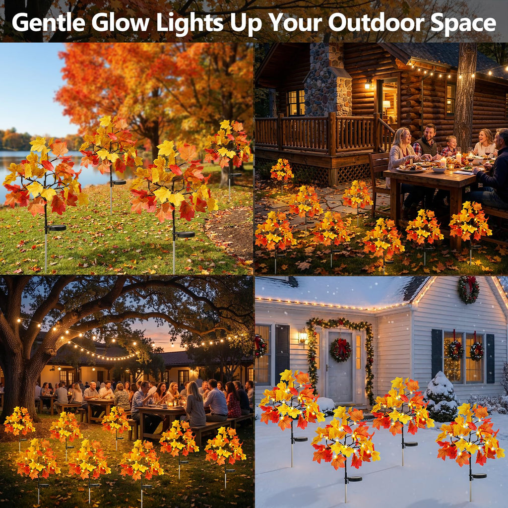 4 Pack Fall Solar Lights Outdoor Decorative