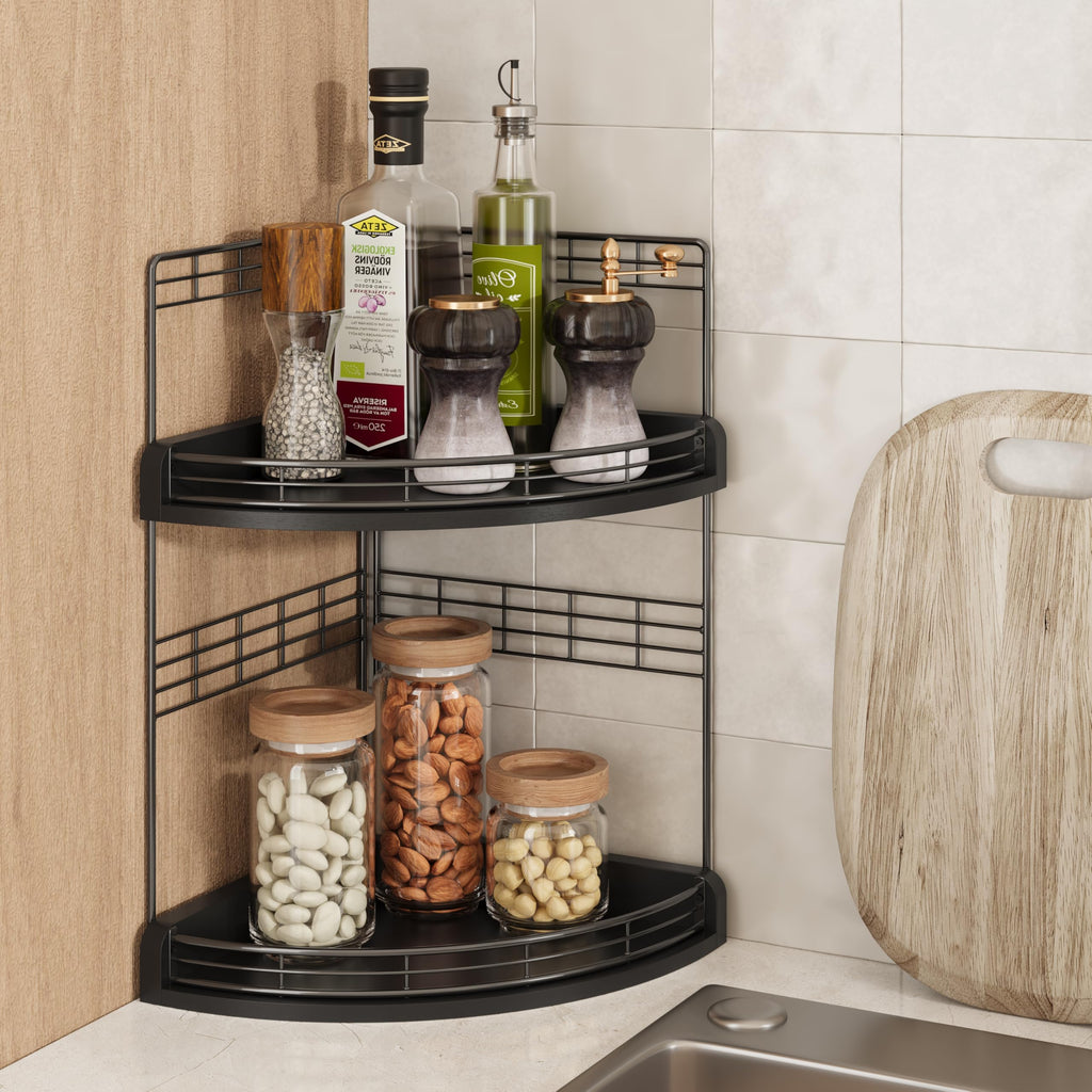 Bathroom Countertop Corner Organizer for Small Spaces, 2-Tier Counter Shelf