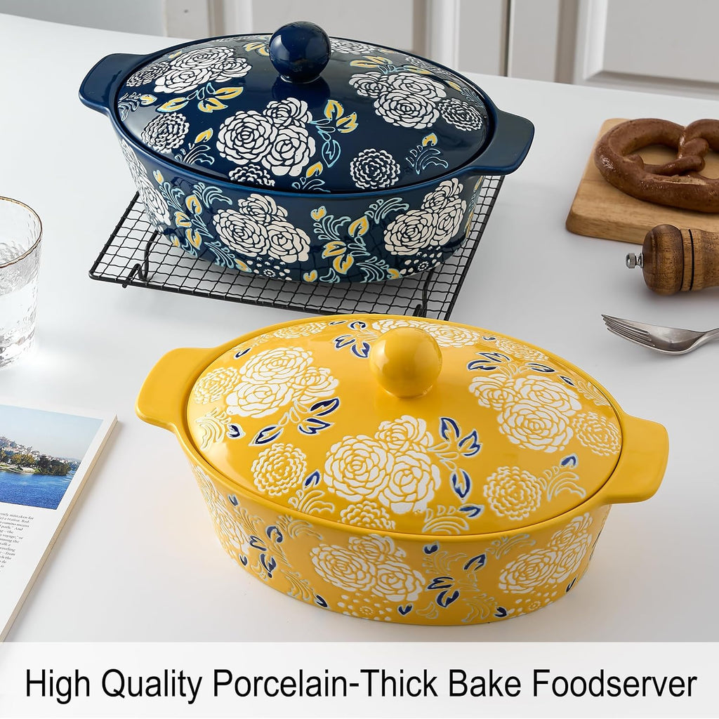 Ceramic Casserole Dish With Lid, Casserole Dishes for Oven, Dish Lasagna Pans For Cooking, Oval Pan, Dutch Oven