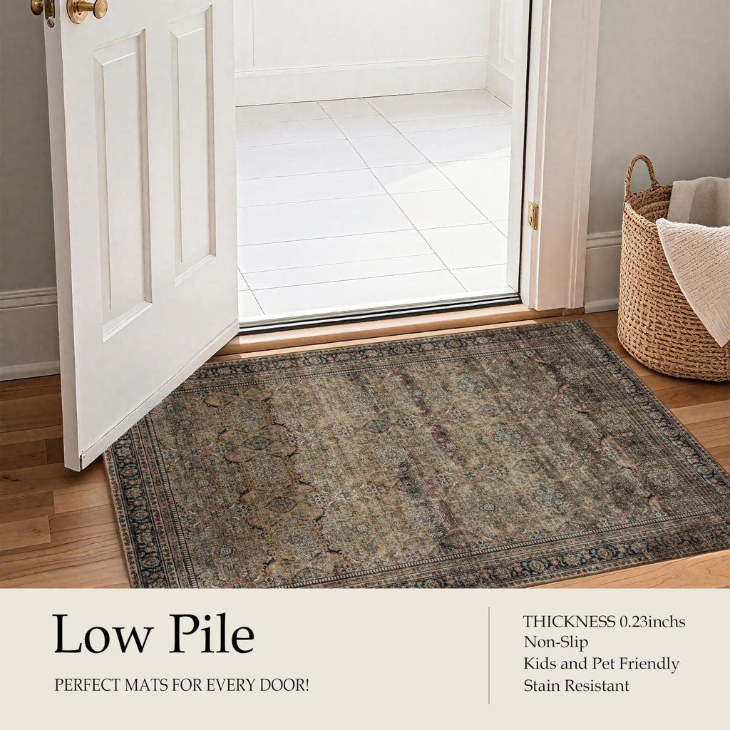 Washable Area Rug, Ultra Soft, Vintage Brown