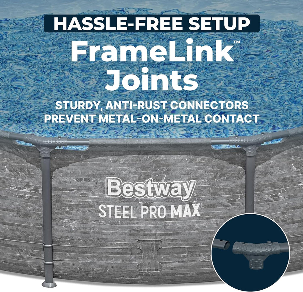 Steel Pro MAX 12' x 30" Above Ground Pool, Round Metal Frame Outdoor Swimming Pool Set with Filter Pump, Stacked