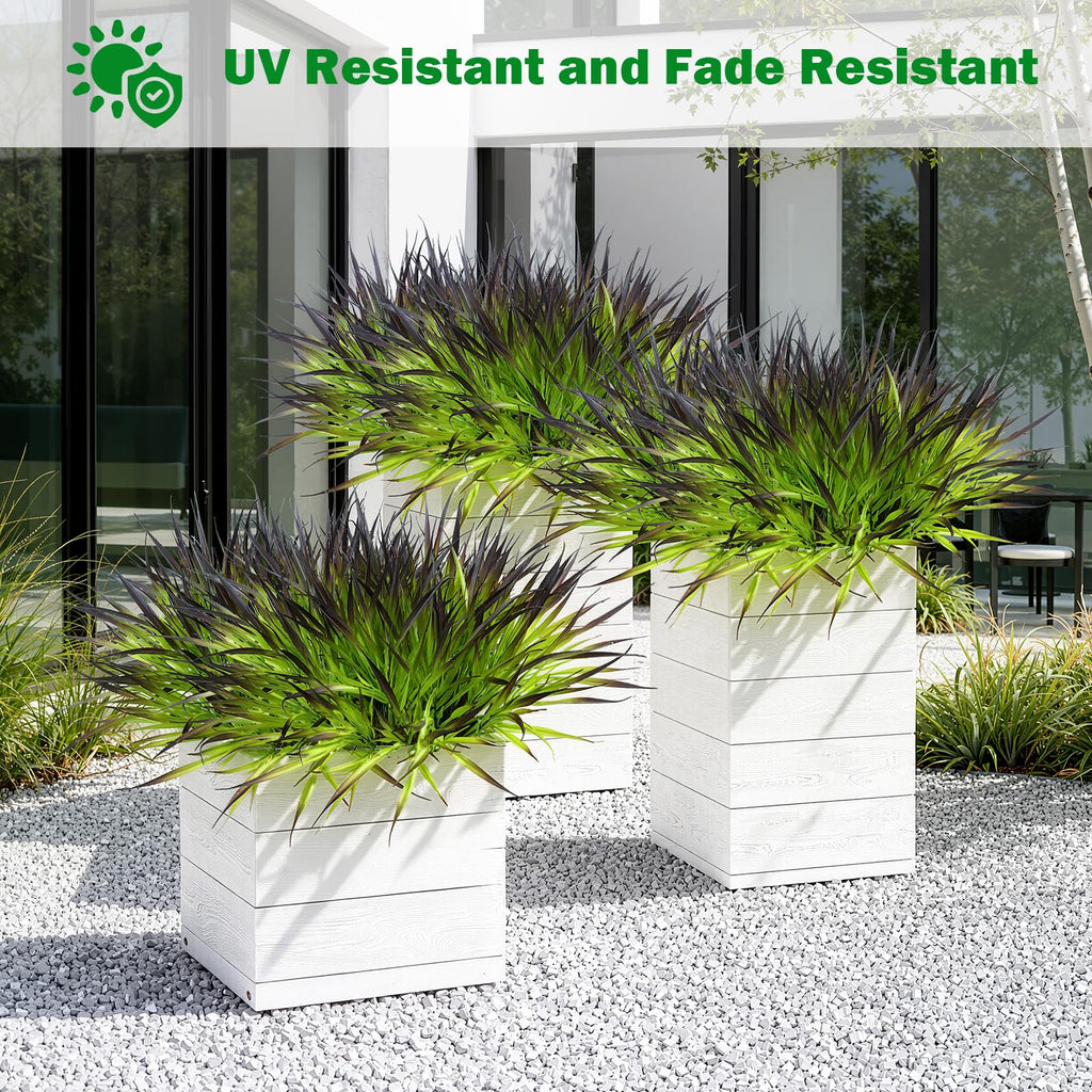 28 Bundles Artificial Outdoor Plants UV Resistant Fake Grass Plants Faux Plastic Plants Greenery Shrubs Garden