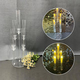 2 Set 5 Arms 34.6'' Acrylic Candelabra Centerpieces,Clear 5 Arms Candlesticks Holder with Acrylic Shade for