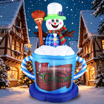 6.6FT Christmas Inflatable Snowman, Blow Up Christmas Outdoor Decoration Built in LED Lights, Holiday Xmas