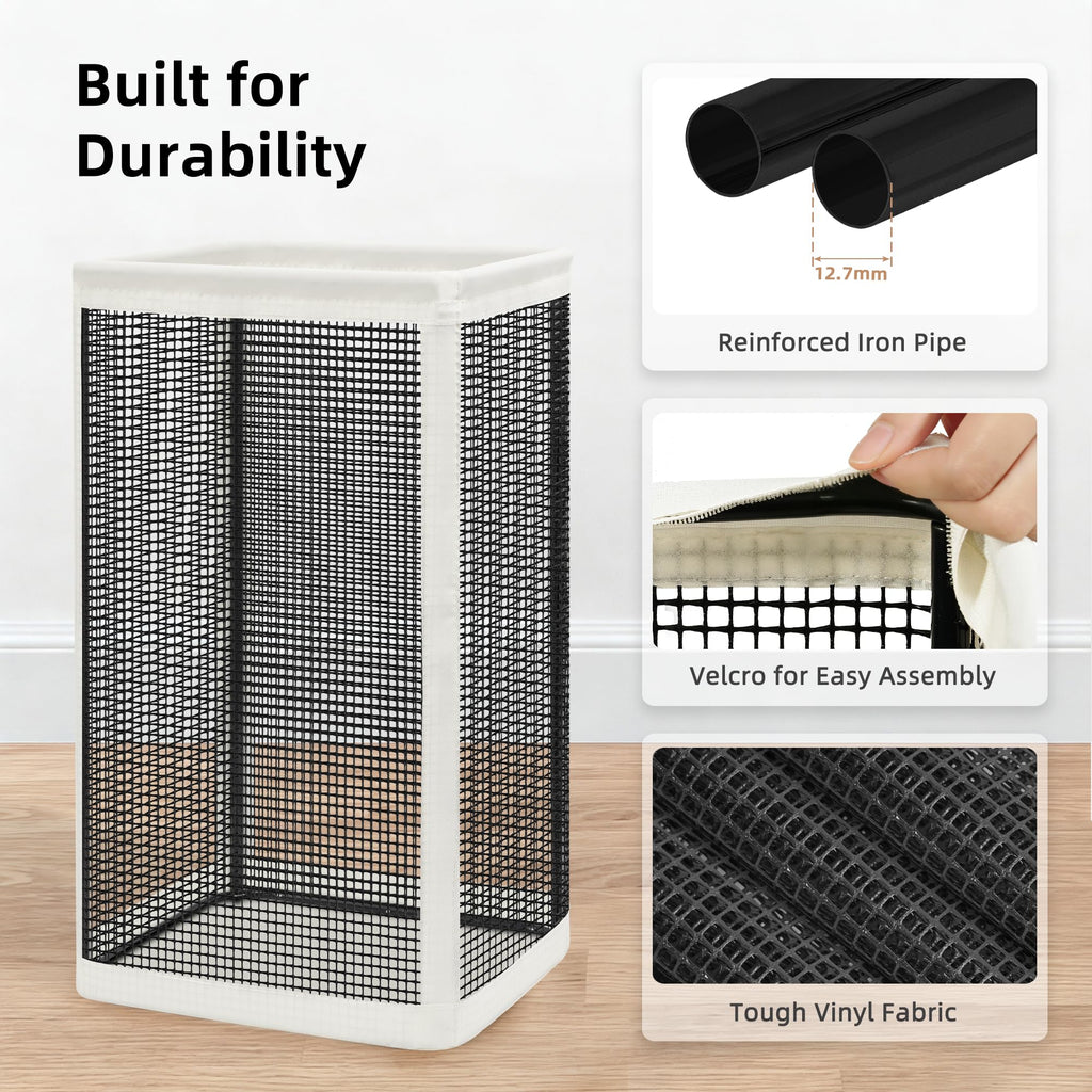 Mesh Laundry Hamper, 23.7 Gal. Tall Laundry Basket for Airflow, Strong Metal Dirty Clothes Hamper for College Dorm