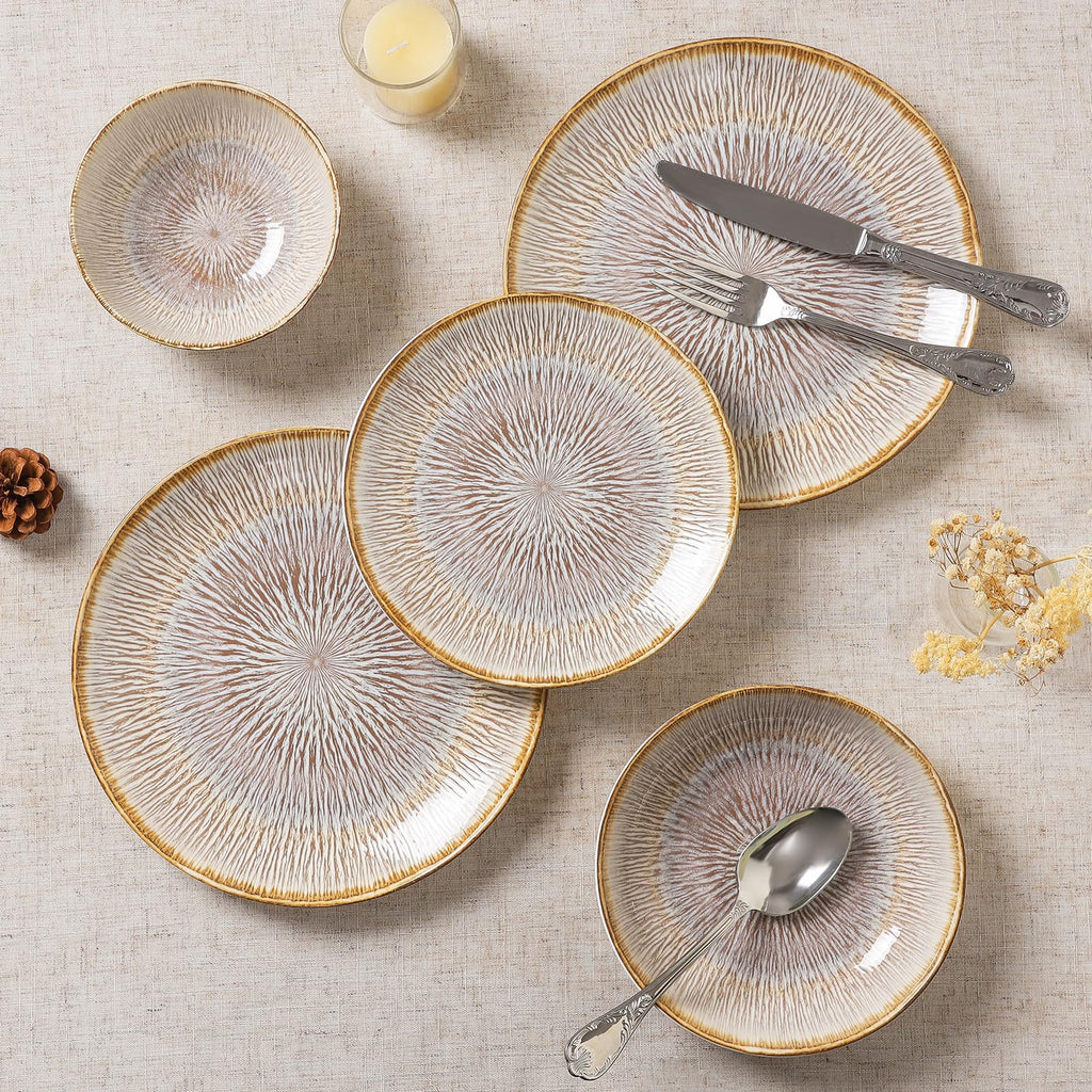 Ceramic Dinnerware sets for 4, 16 Pcs Plates and Bowls Sets