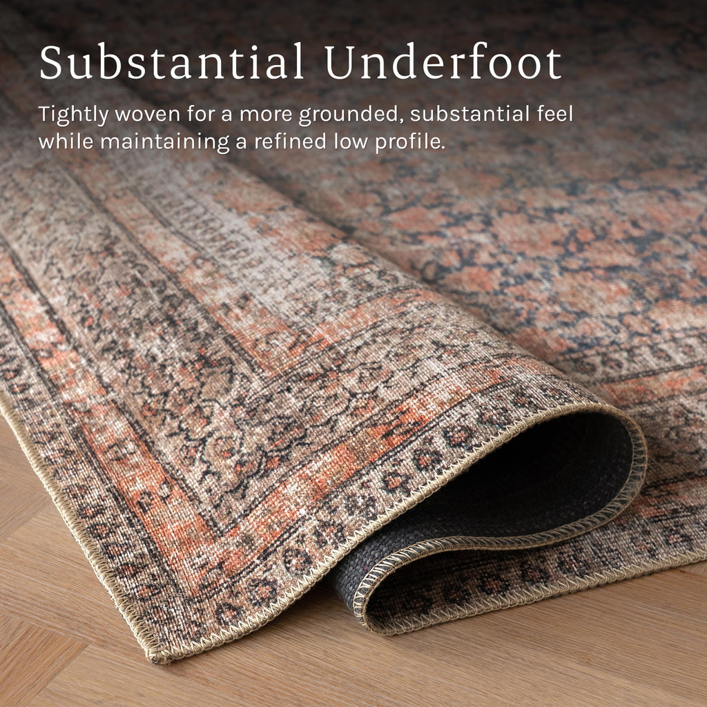 Rustica Terracotta & Black Area Rug - Persian-inspired design