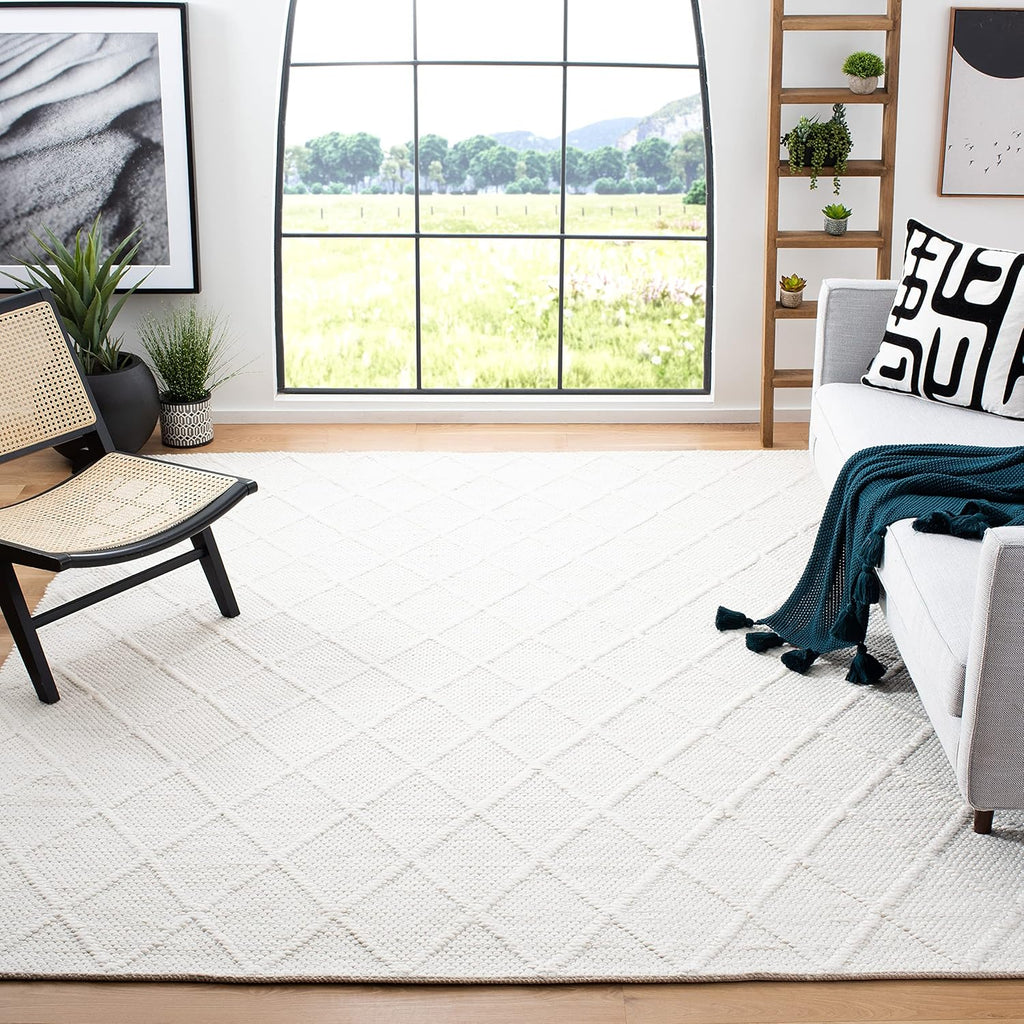 Natura Area Rug - 10' x 14', Ivory & Ivory, Handmade Wool & Viscose