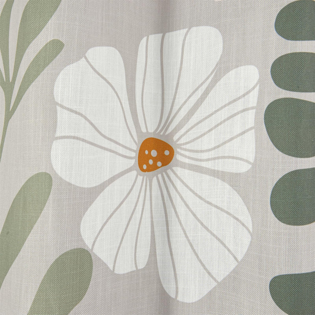Cute Green Faux Linen for Aesthetic Bathroom Decor - Heavy Duty Modern Floral Matisse Spring Summer Flowers