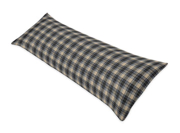 Blue and Tan Woodland Plaid Flannel Body Pillow Case Cover for Rustic Patch Collection (Pillow Not Included)