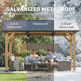 13' x 11' Hardtop Gazebo Canopy with Galvanised Metal Roof, Fir Wood Frame