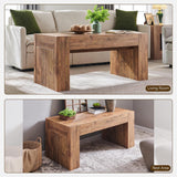 48" Modern Farmhouse Coffee Table, Wooden Living Room Table with Hidden Storage Drawer