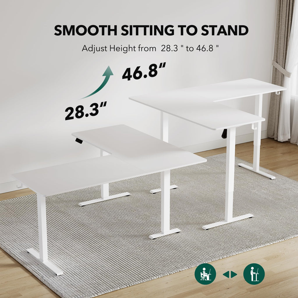L Shaped Standing Desk - 63 x 55 Inch Electric Adjustable Height Corner Standing Desk, Ergonomic Sit Stand Up Table