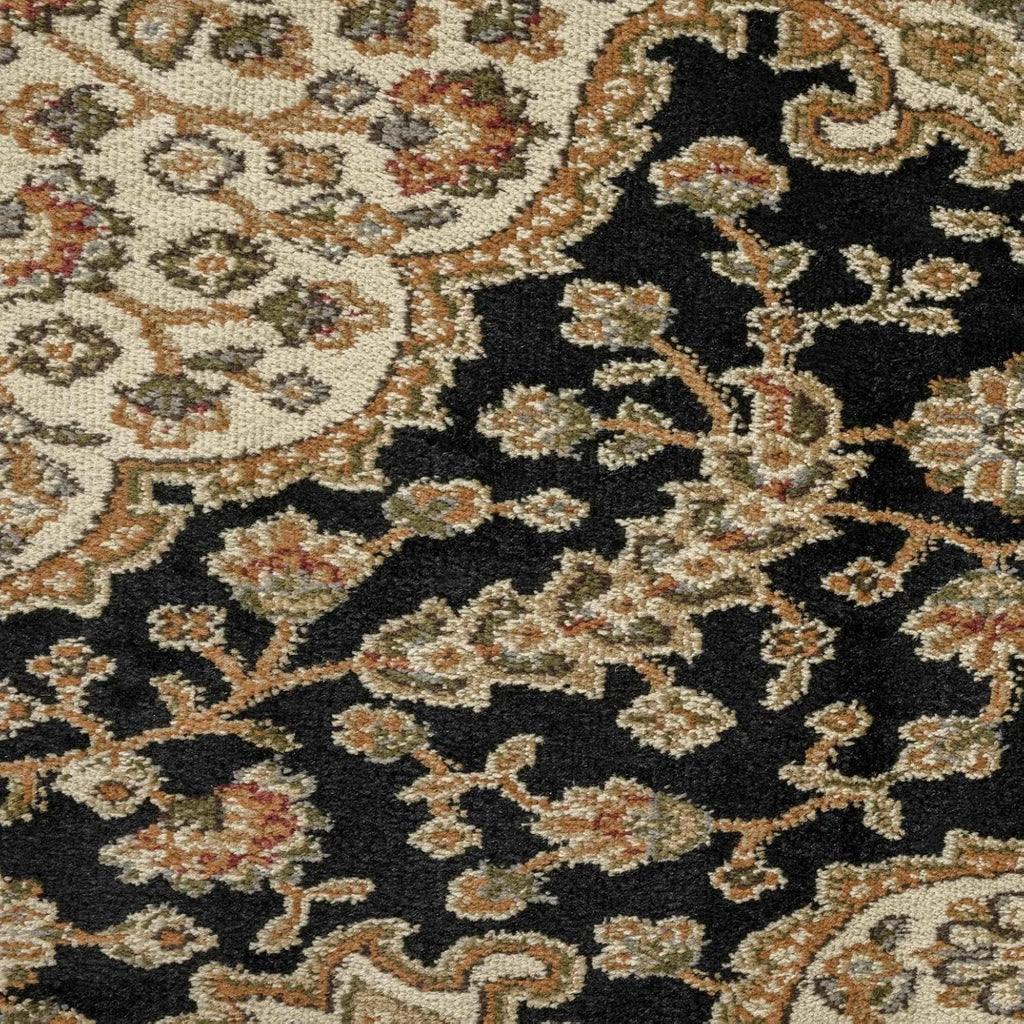 Dynamix Royalty Medallion Traditional Area Rug, Black/Ivory, 7'8"x10'4"