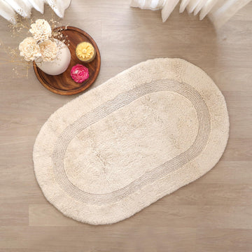 Premium Soft Cotton Tufted Bath Mat Absorbent Bathroom Rug 21x34 Inch Ivory