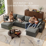 145.6” L Shaped Boneless Couches for Living Room, Modular Sofa Memory Foam