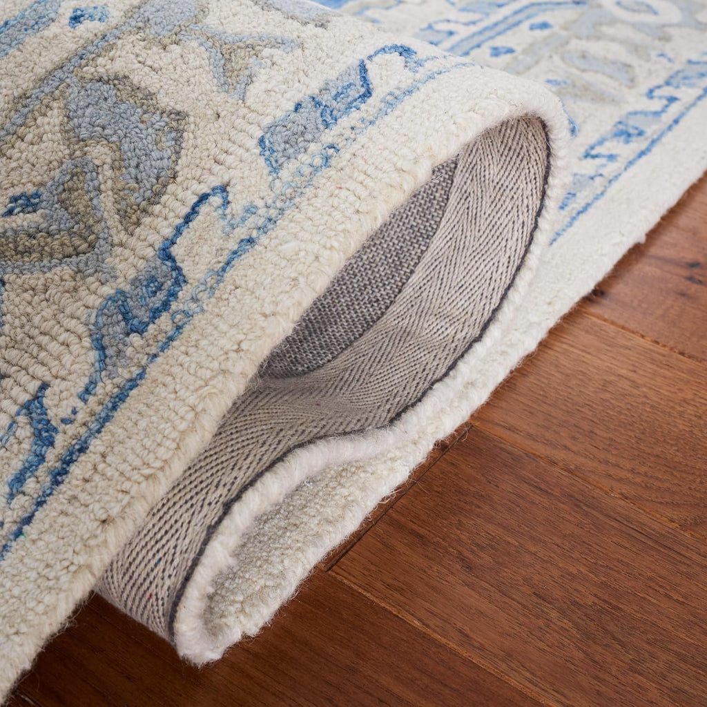 Area Rug - Metro Collection - Large - Navy & Ivory, Handmade Wool, Oriental Medallion Design, Ideal, Dining