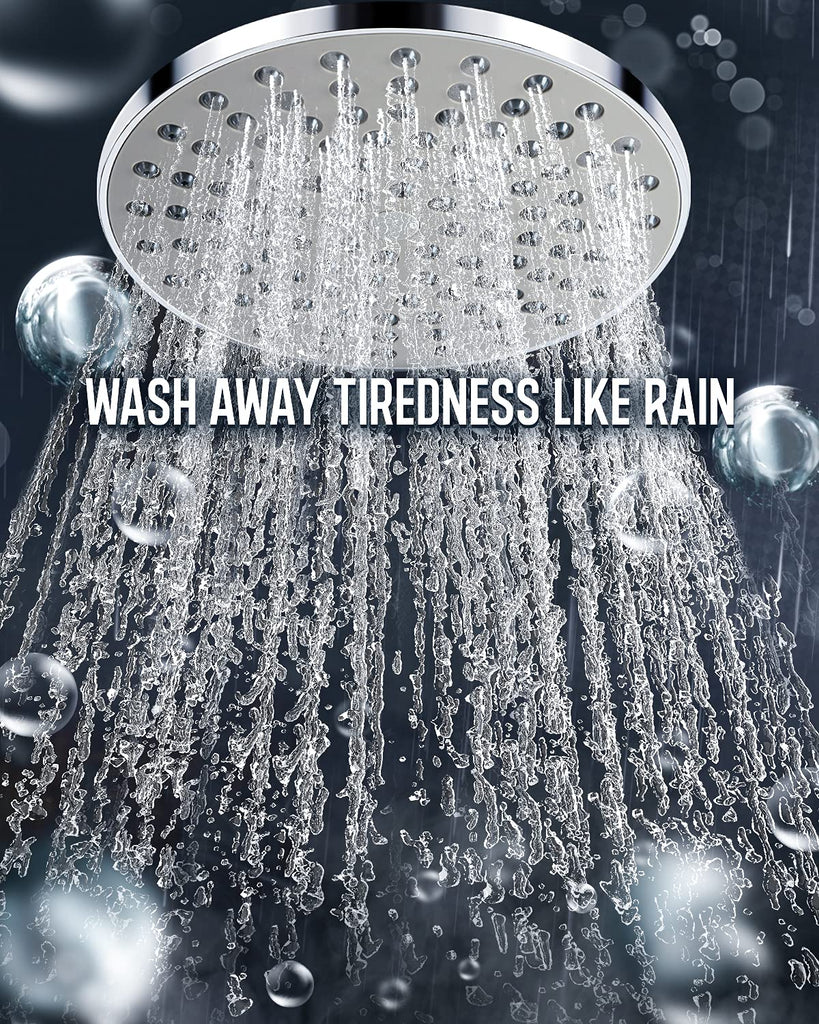 High Pressure 8" Rainfall Shower Head and Handheld Shower Heads Combo, with 60" hose, Punch-free, Dual Powerful