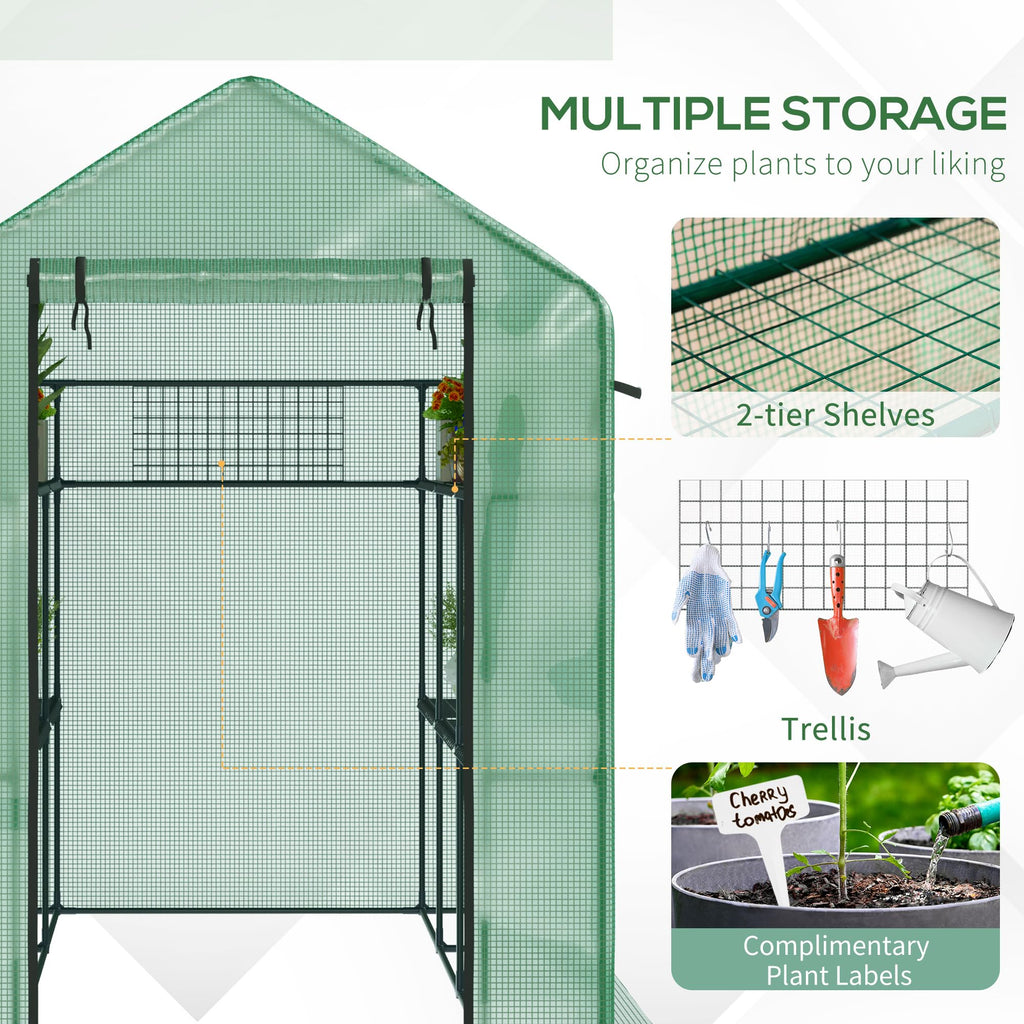 7' x 5' x 6' Walk-in Greenhouse for Outdoors, Mesh Door, Green