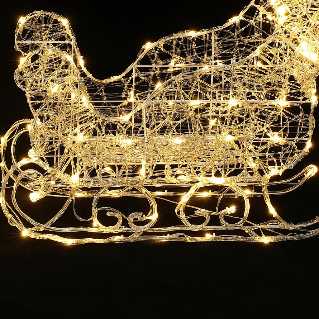 LuxenHome Lighted Reindeer & Sleigh Christmas Decoration