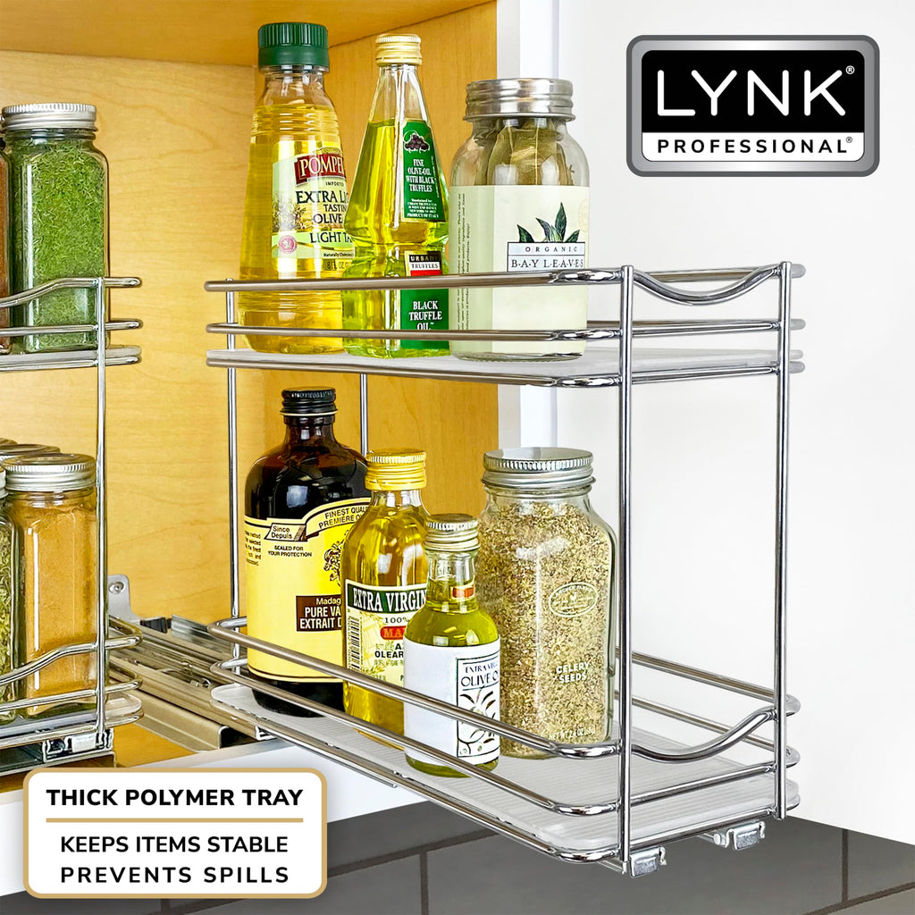 Pull Out Spice Organization for Cabinets - 4-3/8 inch Wide - Spice Rack for Inside Cabinets, Slide Out Spice Rack