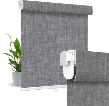 No Drill No Tools Blackout Roller Shades for Windows, (White 34 x 48), Renter-Friendly, UV Protection, no-Drill