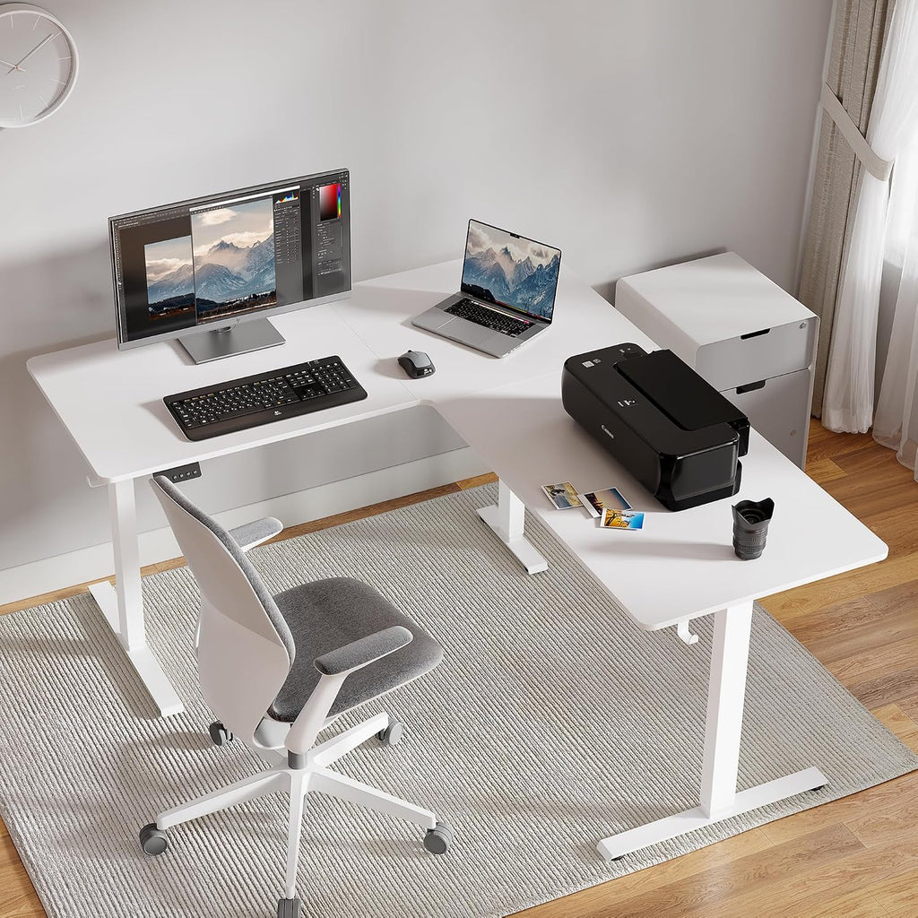63" x 55"L Shaped Standing Desk, Electric Stand up Corner Computer Desk, Sit Stand Home Office Desk with Splice