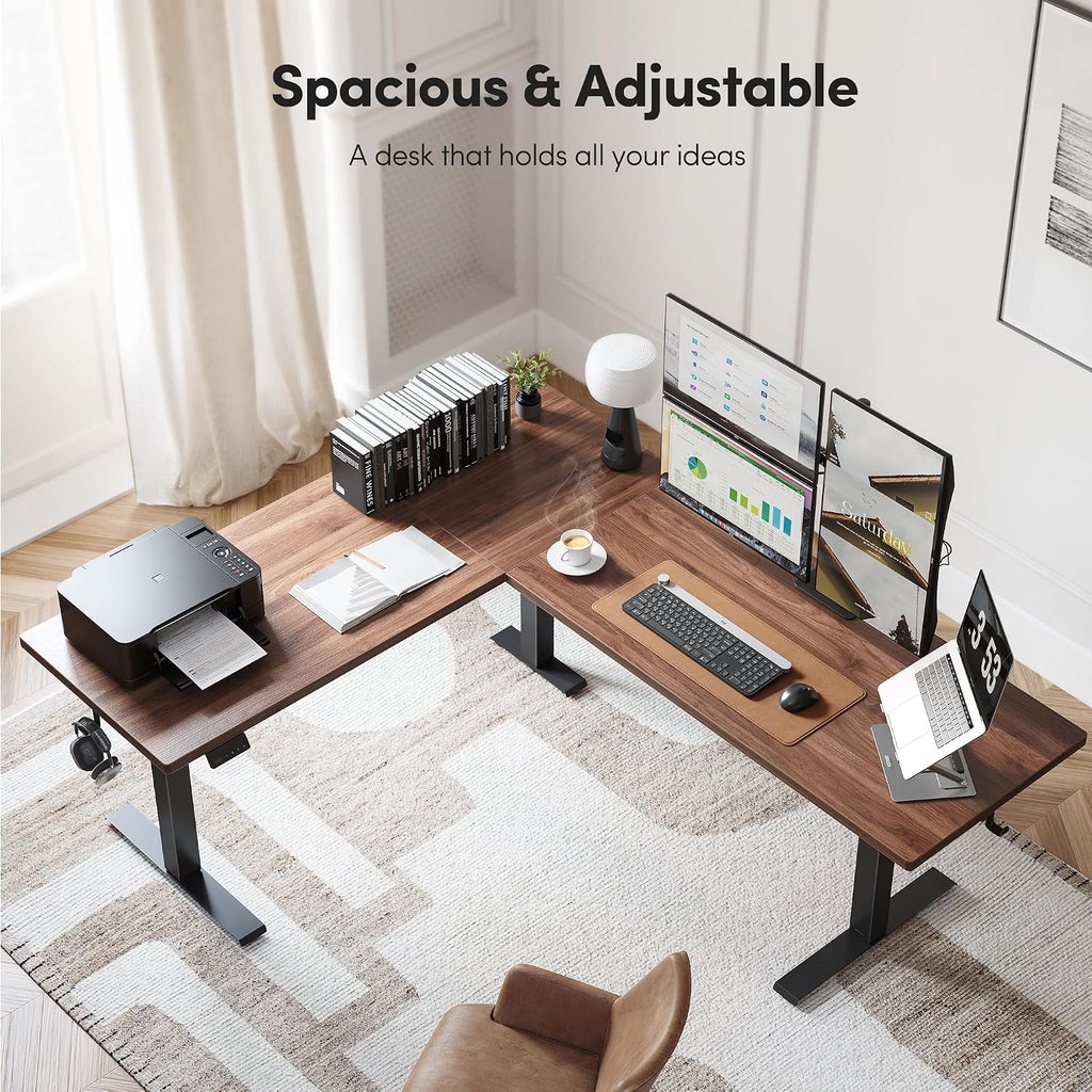 63" x 55" L Shaped Standing Desk Adjustable Height, Electric Stand up Corner Computer Desk, Sit Stand Home Office