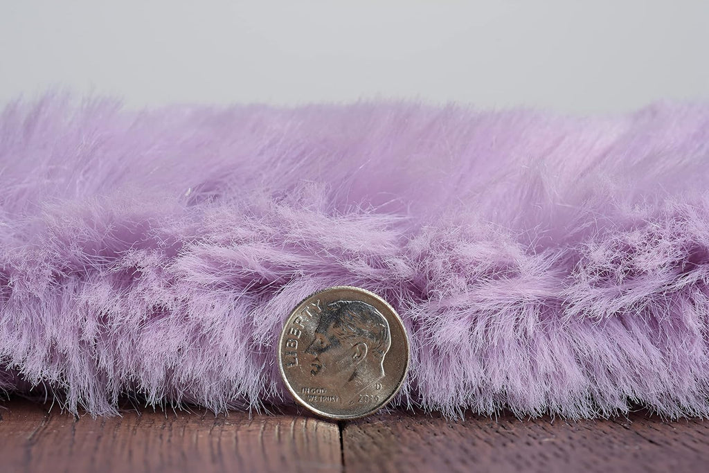 Haven Lux Soft Faux Rabbit Lavender Solid Colored Area Rug