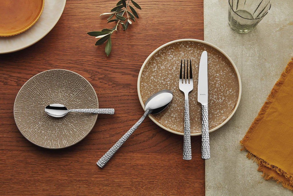 Silverware Set - Hammered, 20-Piece Stainless Steel Flatware for 4 - Cutlery Set with Forks, Spoons & Knives