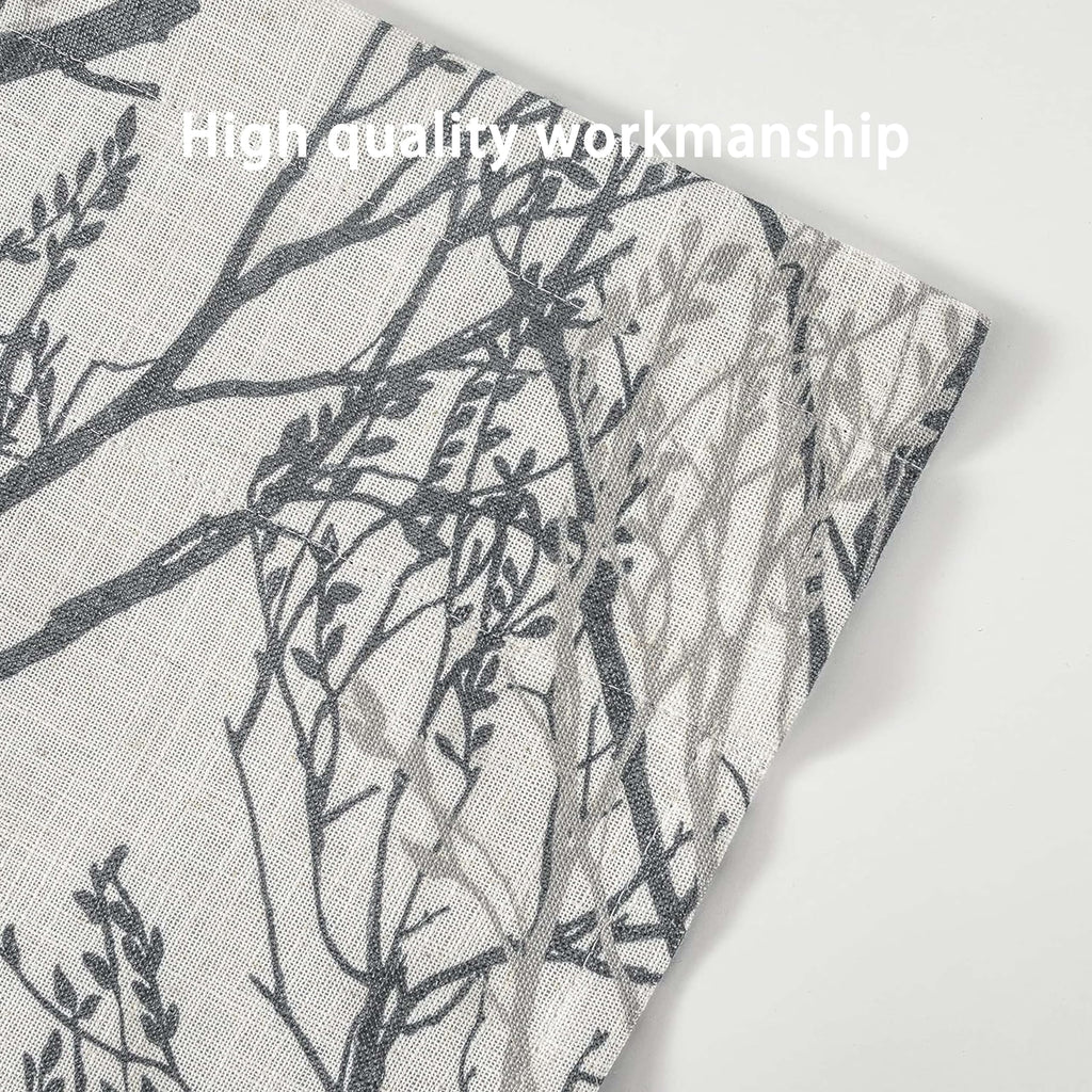 Tree Branch Linen Lined Valance Double Layer Thermal Insulated Room Darkening Blackout Valances 3 Inch Rod Pocket