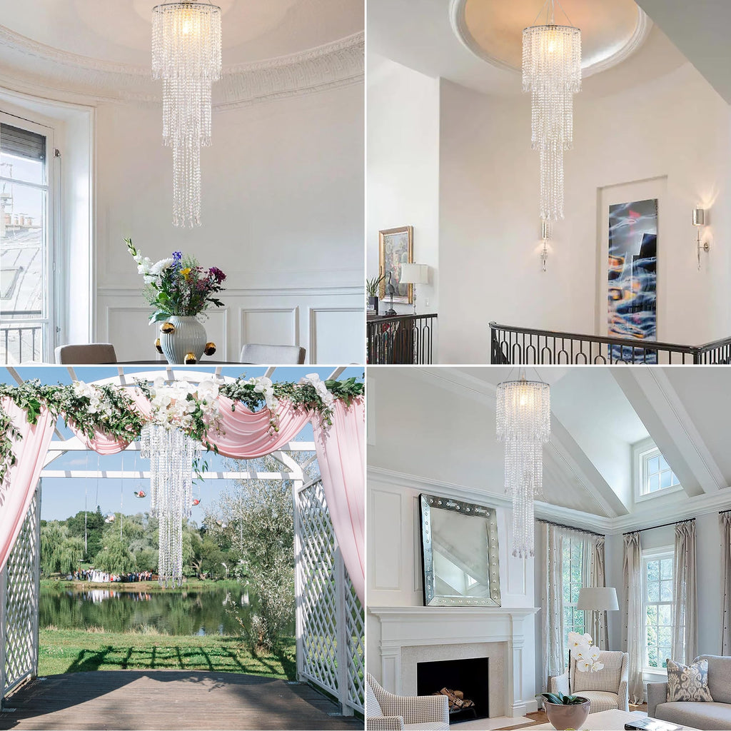 3 Tiers Modern Sparkling Acrylic Beaded Hanging Chandelier Shade