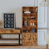 Industrial Bookshelves and Bookcases with Doors Floor Standing 6 Shelf Display Storage Shelves 70 in Tall Bookcase