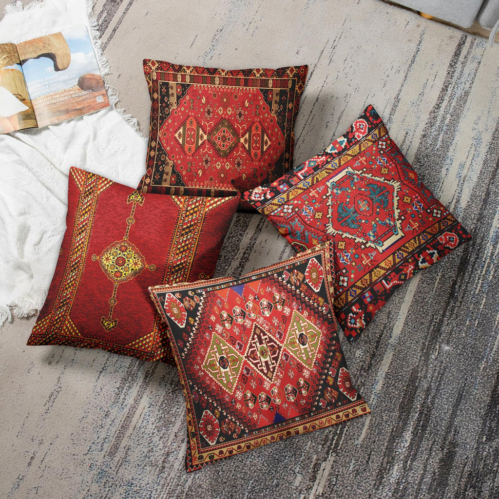 Throw Pillow Covers Set of 4, 20 x 20 Inch, Moroccan