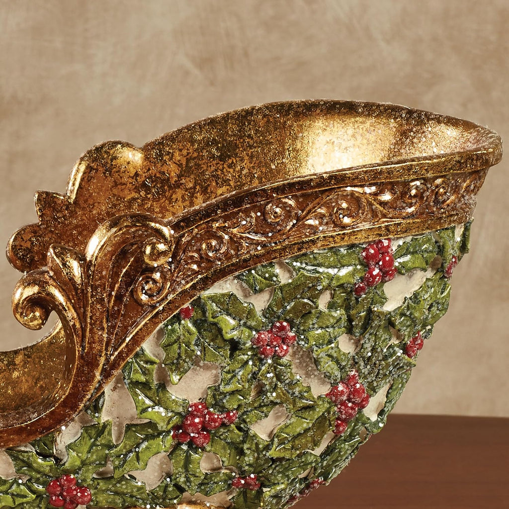 Winterberry Sleigh Tabletop Accent Red Christmas Table Sculpture | Holiday Decorations for Your Santa Claus Themed