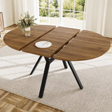 43.2"-59.1" Extendable Round Dining Table for 4-6 People, Modern Kitchen Oval Dining Table with Flexible Leaves Space
