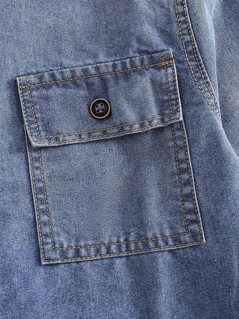 Boys Long Sleeve Button Down Denim Jacket with Pockets