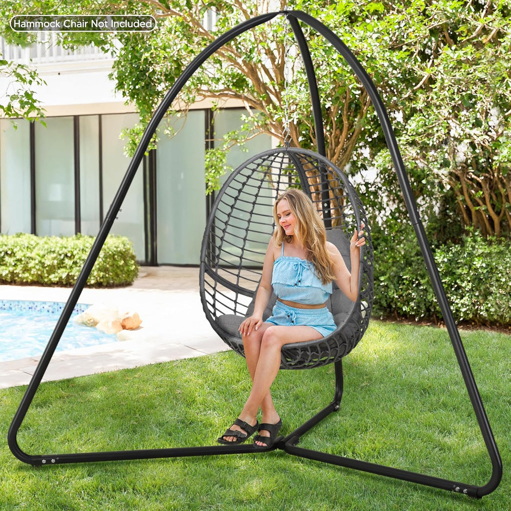 Tripod Hanging Chair Stand - 400lbs Capacity, Heavy Duty Steel, Rust Resistant, Stable Hammock Frame for Air Porch