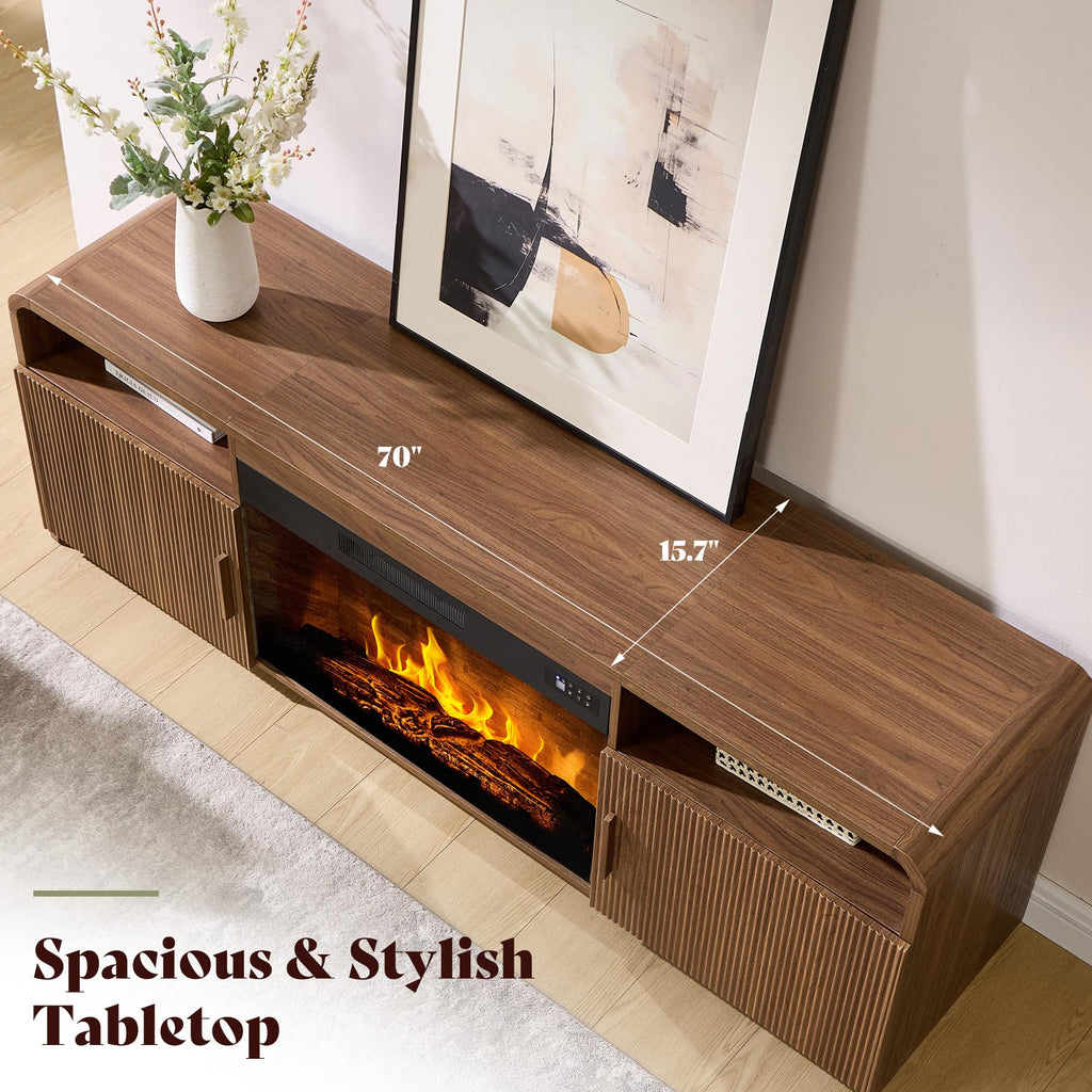 70" Fluted with 30" Electric Fireplace