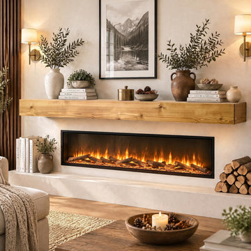Wood Fireplace Mantel Shelves Wall Mounted, 84"W X 8"D x 5"H, Natural