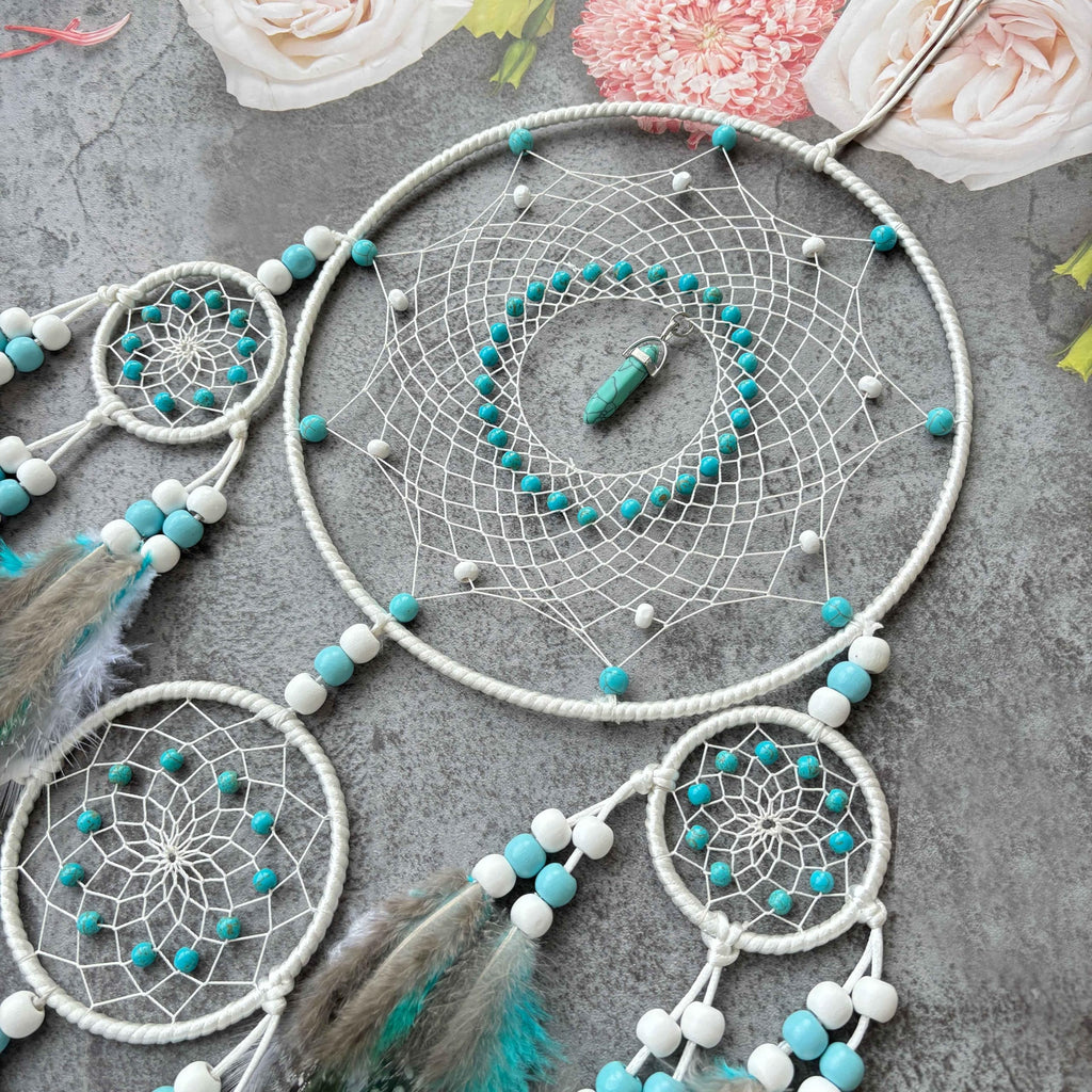 Large Dream Catchers, Boho Woven Turquoise Dream Catcher Wall Hanging Ornament Living Room Apartment Wedding Party