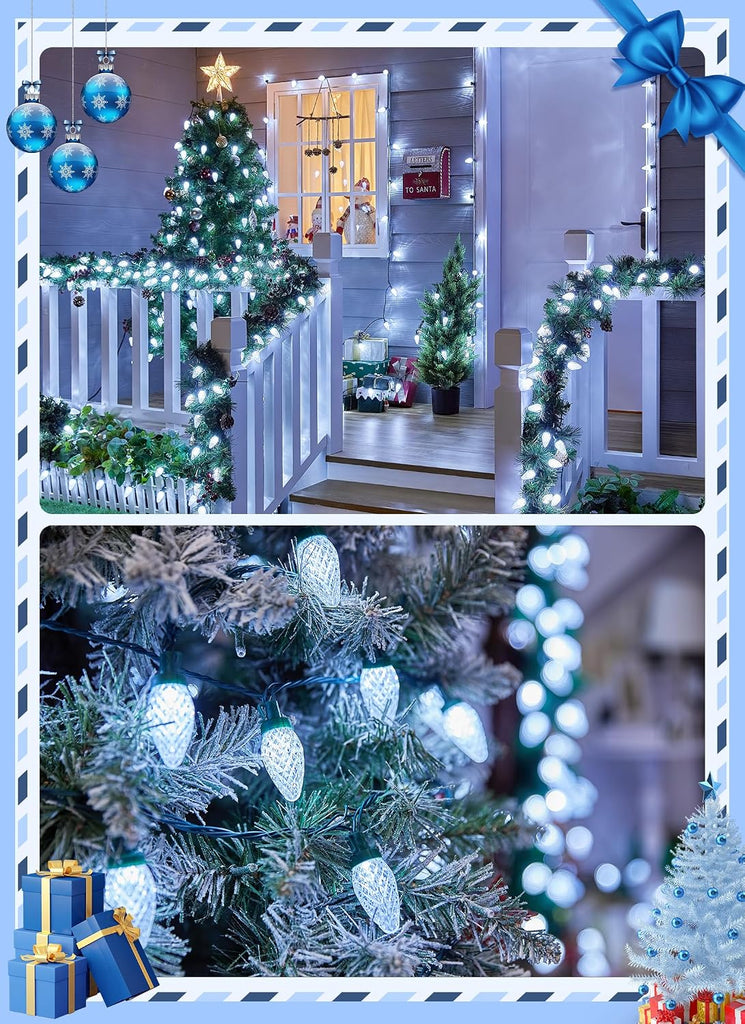 C9 Christmas Lights Outdoor, 114FT 150 LED Pure White Lights