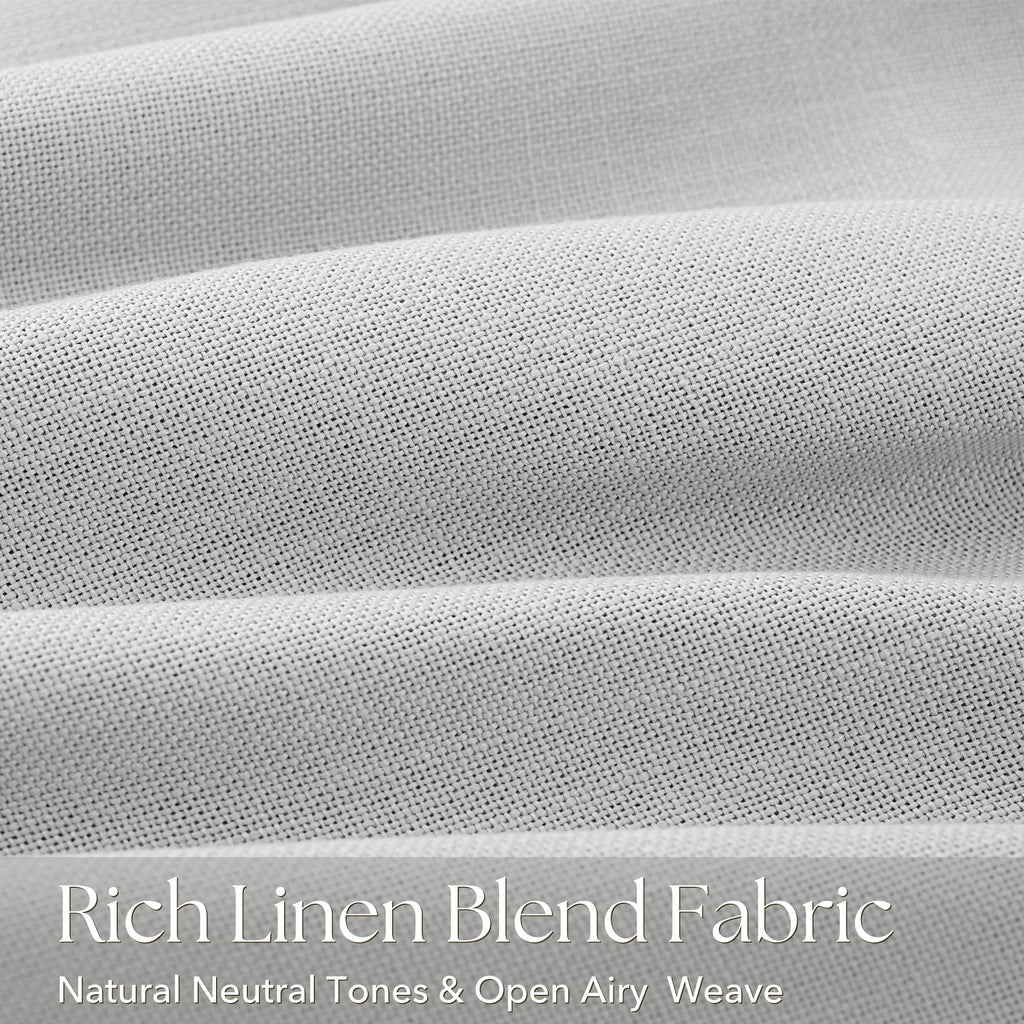 Grey Pinch Pleated Linen Curtains 96 Inch Length 2 Panels