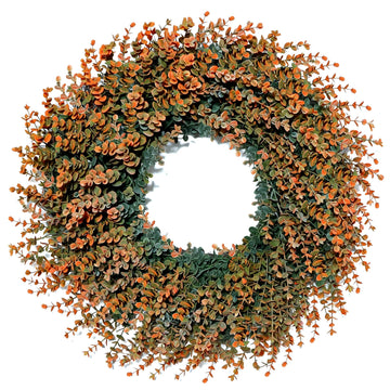 Fall Wreath for Front Door 26 inch Boxwood Wreath Eucalyptus Leaves