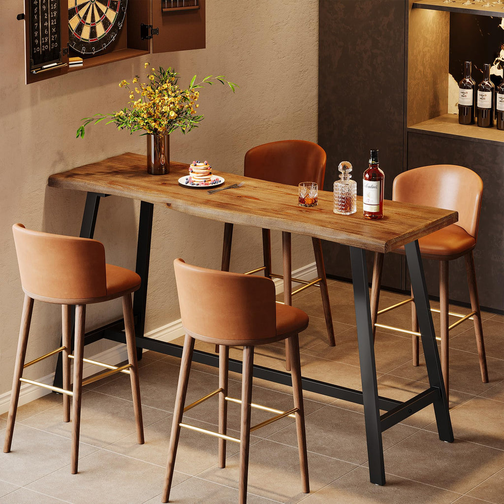 55" Solid Wood Bar Table, Rustic Brown