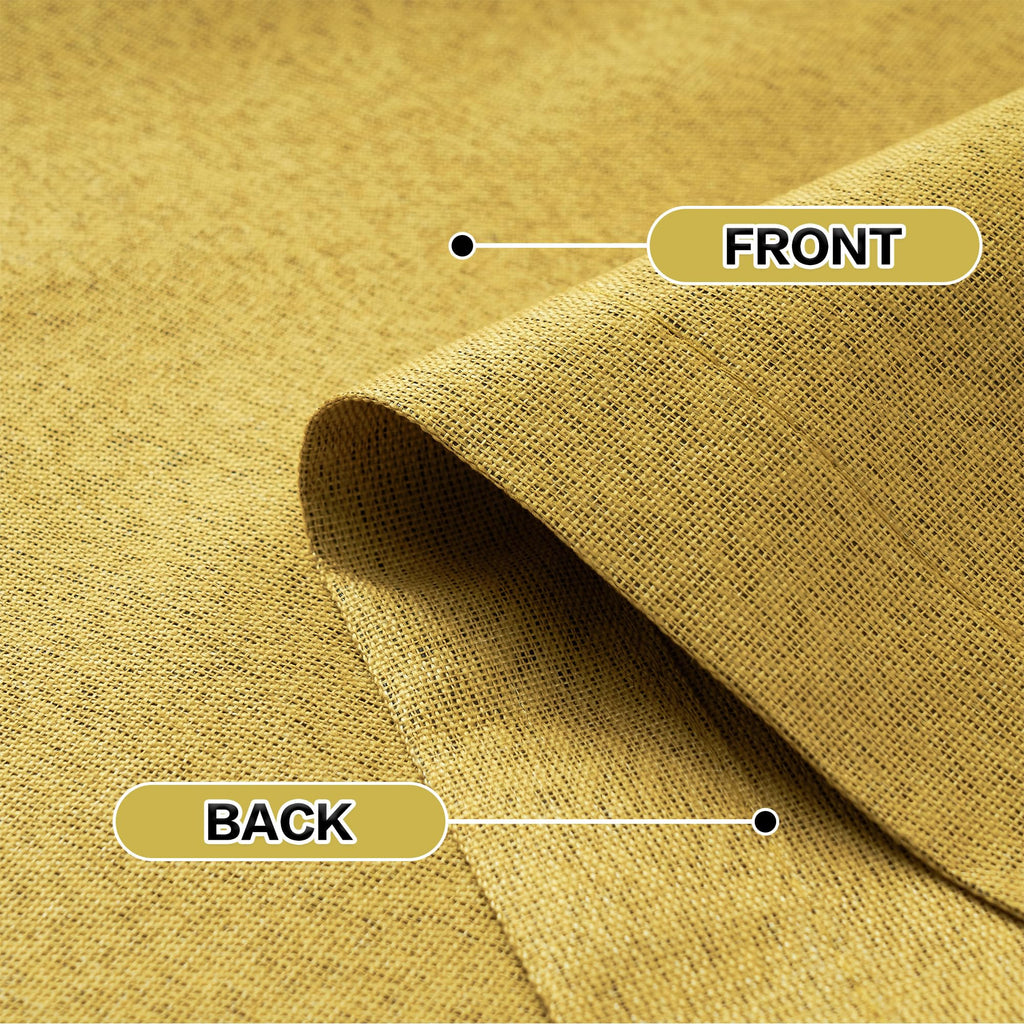 Thermal Insulated Linen Full Blackout Curtains 52x120 Inches, Grommet Room Darkening Drapes, 2 Panels, Gold Yellow