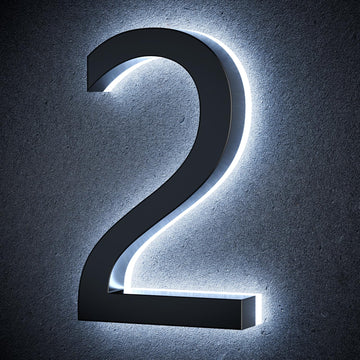 9 Inch Backlit House Numbers for Outside, Stainless Steel