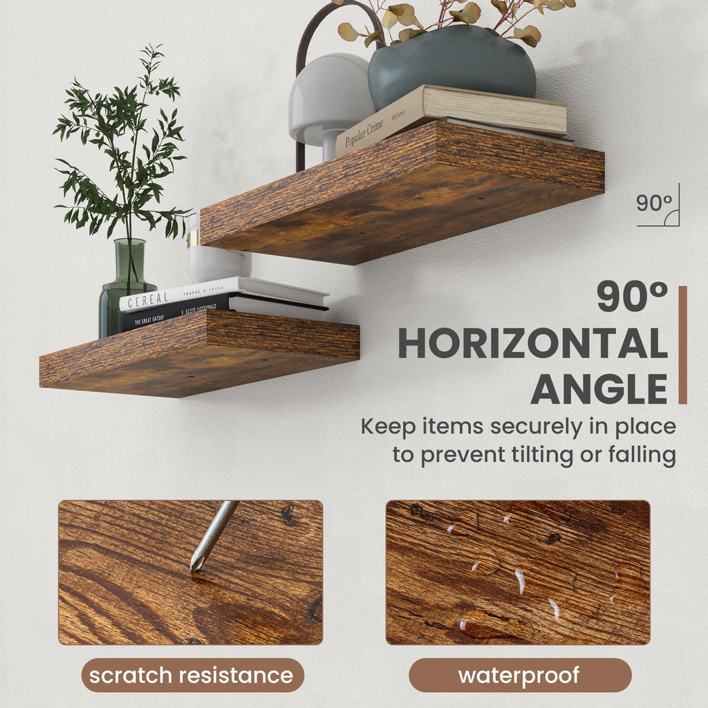 72 Inch Floating Shelves, 8 Inch Deep Floating Shelves for Wall, Hanging Shelf with Invisible Brackets, Deep Shelves