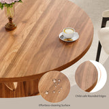 43.3-59 Inch Extendable Round Dining Table for 6-8 People, Oval Dinner Table with Adjustable Top and A Stable Round